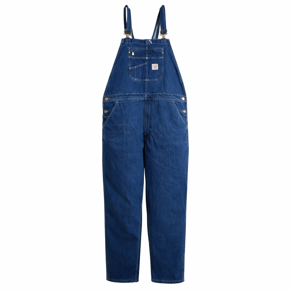 Carhartt Men Denim Overalls Loose Fit Workwear Blue Size 40x34